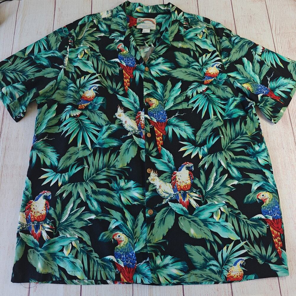 Vintage Paradise Found parrot jungle Hawaiian shirt sz 2XL